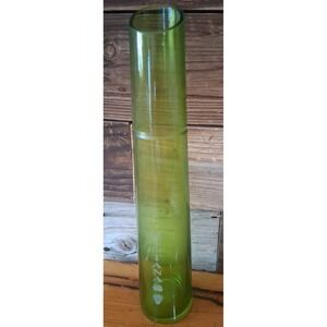 Vintage Green Glass Norcrest Importers Stretch Pedestal 14" Vase